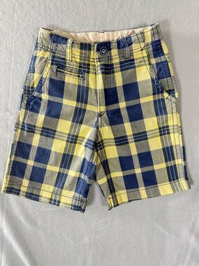 GapKids Size 7 Slim Plaid Shorts Blue Yellow Preppy Summer
